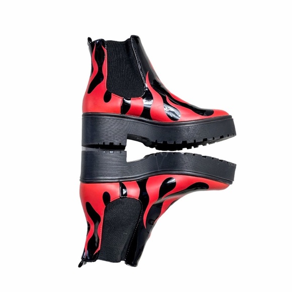 Iron Fist Fire Flame Red and Black Grunge Harajuku Boots Size 5 - Picture 13 of 16
